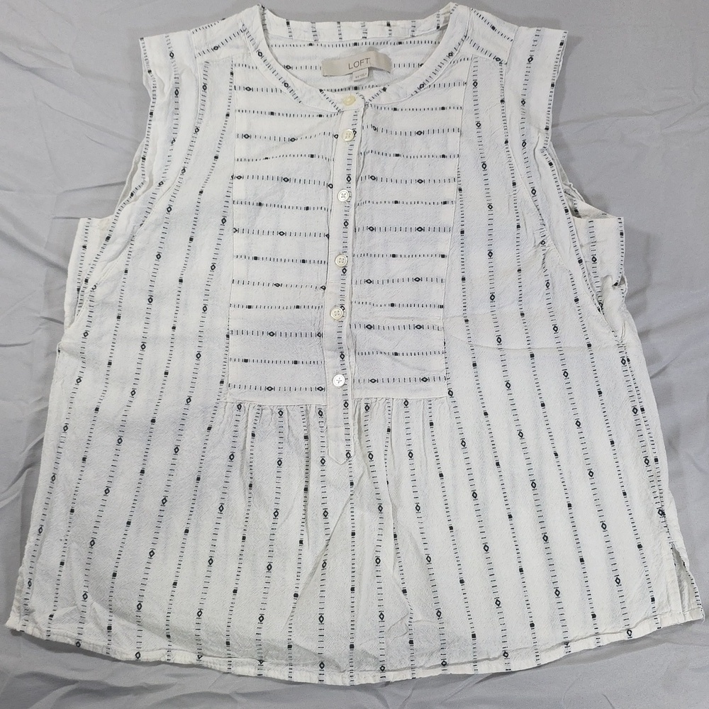 LOFT White Cotton Sleeveless Top